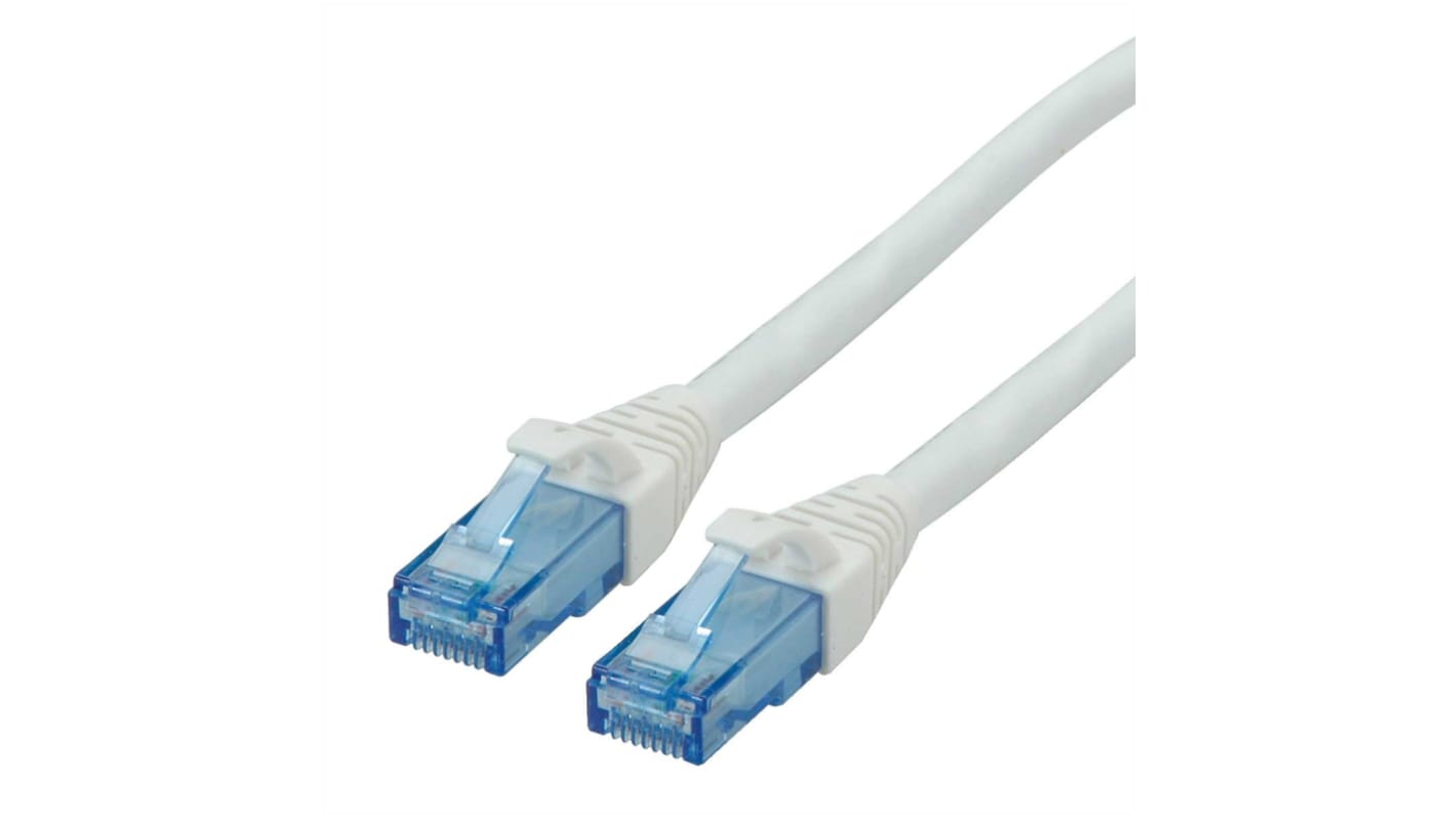 Cable Ethernet Cat6a U/UTP Roline de color Blanco, long. 2m, funda de LSZH, Libre de halógenos y bajo nivel de humo