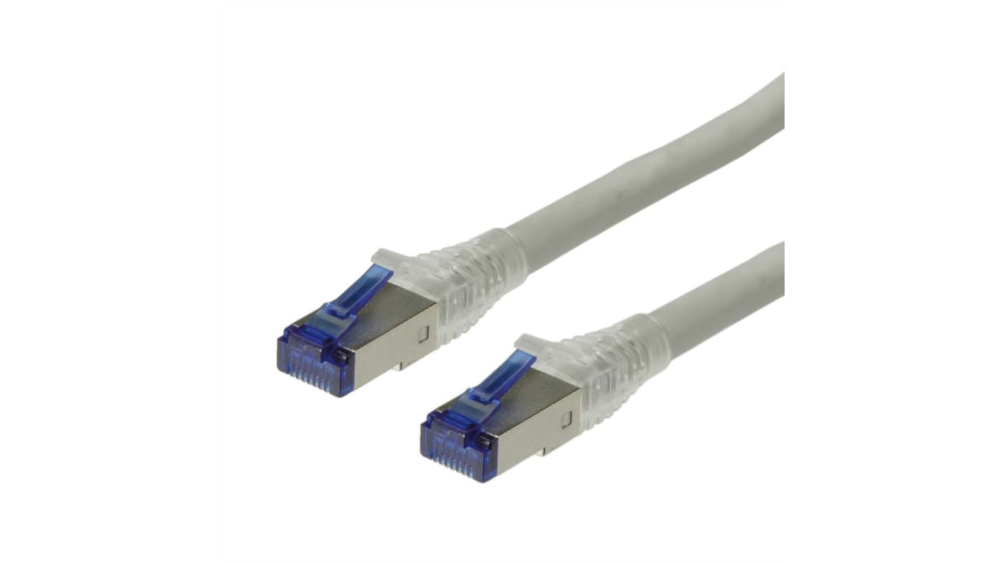 Roline Cat6a Male RJ45 to Male RJ45 Ethernet Cable, S/FTP, Grey PVC Sheath, 70m