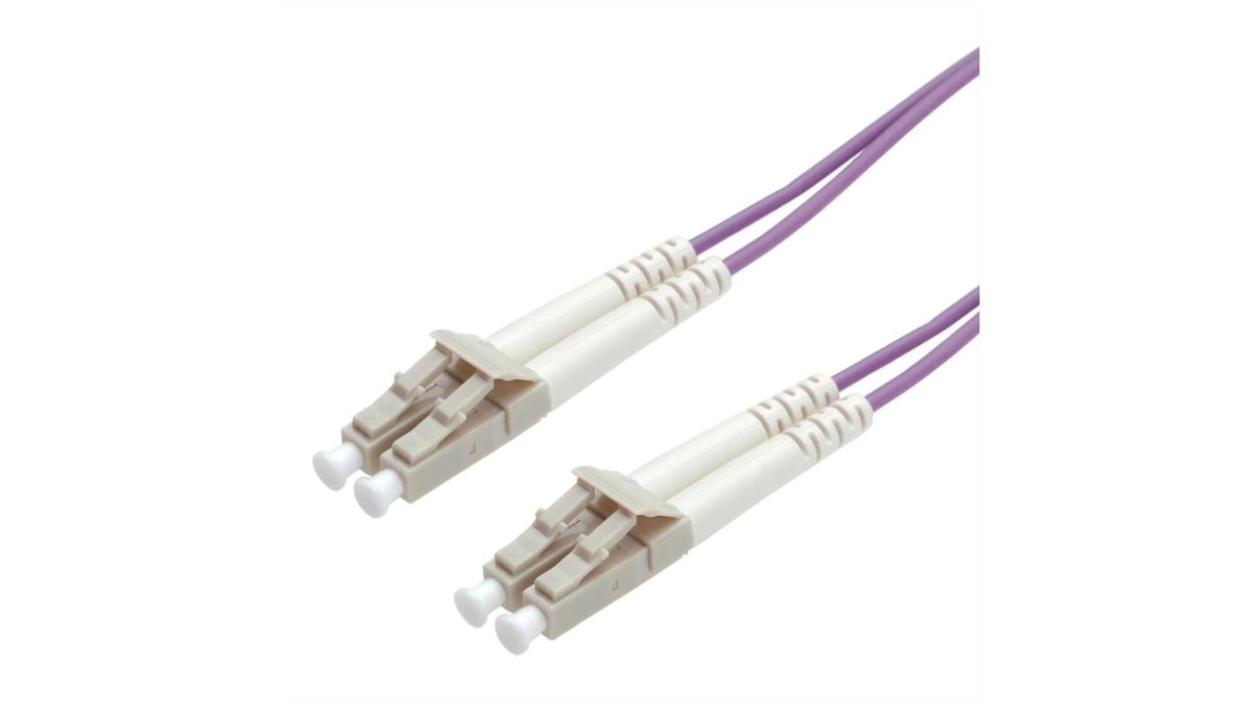 Roline LC to LC Duplex OM4 Fibre Optic Cable, 50/125μm, Violet, 0.5m