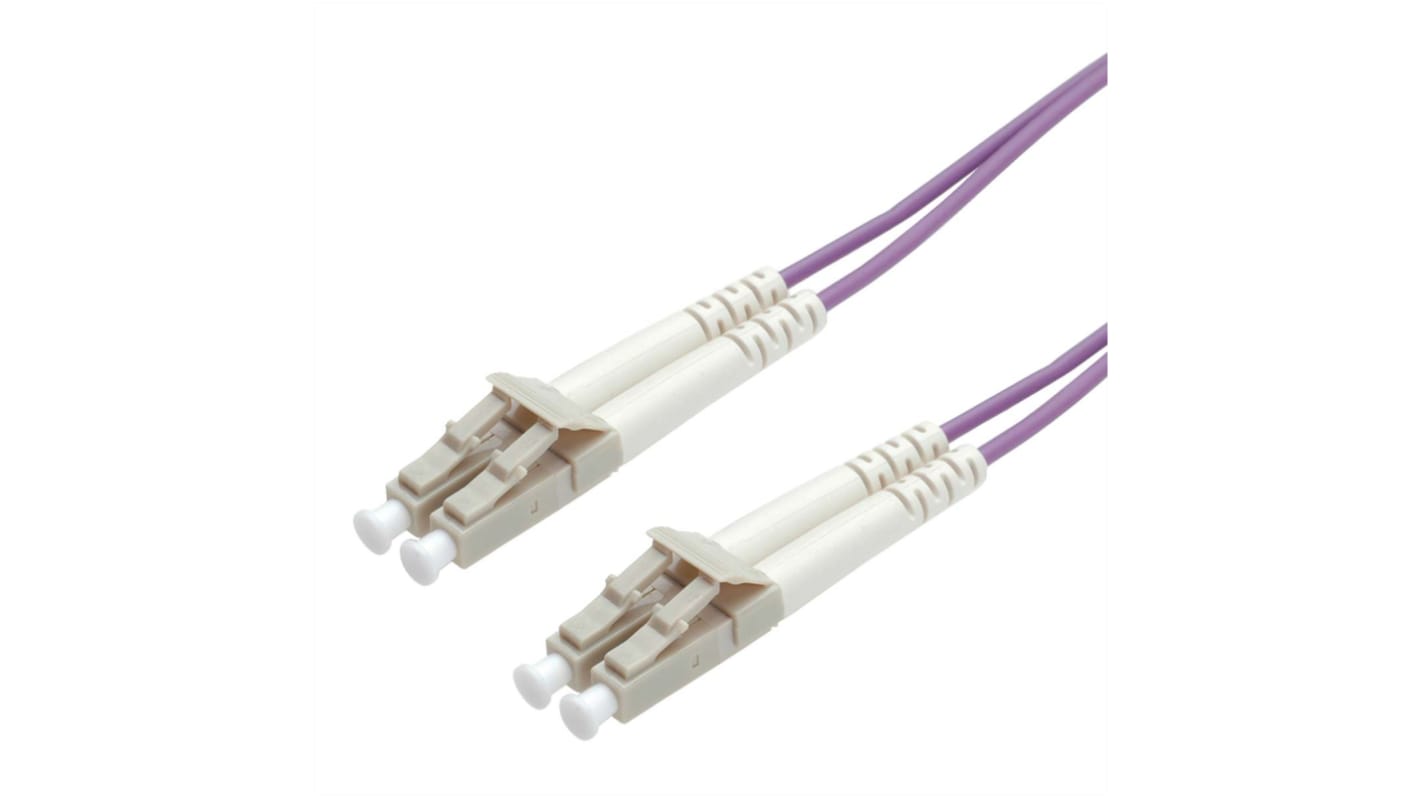 Roline LC to LC Duplex OM4 Fibre Optic Cable, 50/125μm, Violet, 2m