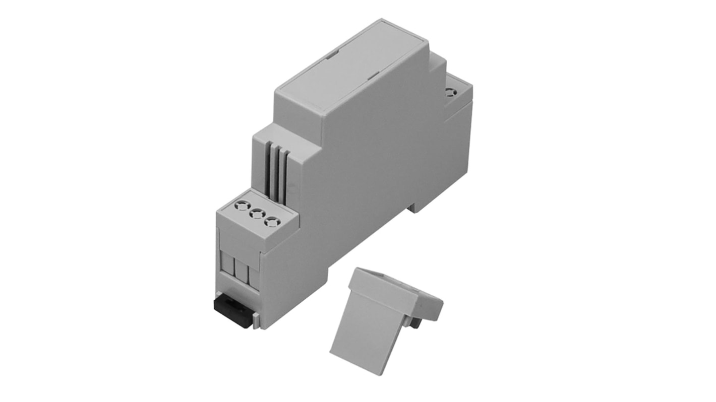 RS PRO Open Top, Vented Sides Enclosure Type, 17.5 x 90 x 58mm, Polycarbonate DIN Rail Enclosure Kit