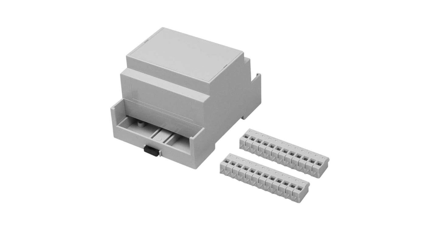 RS PRO Extended Walls/Sides Enclosure Type, 71.2 x 90 x 58mm, Polycarbonate DIN Rail Enclosure Kit