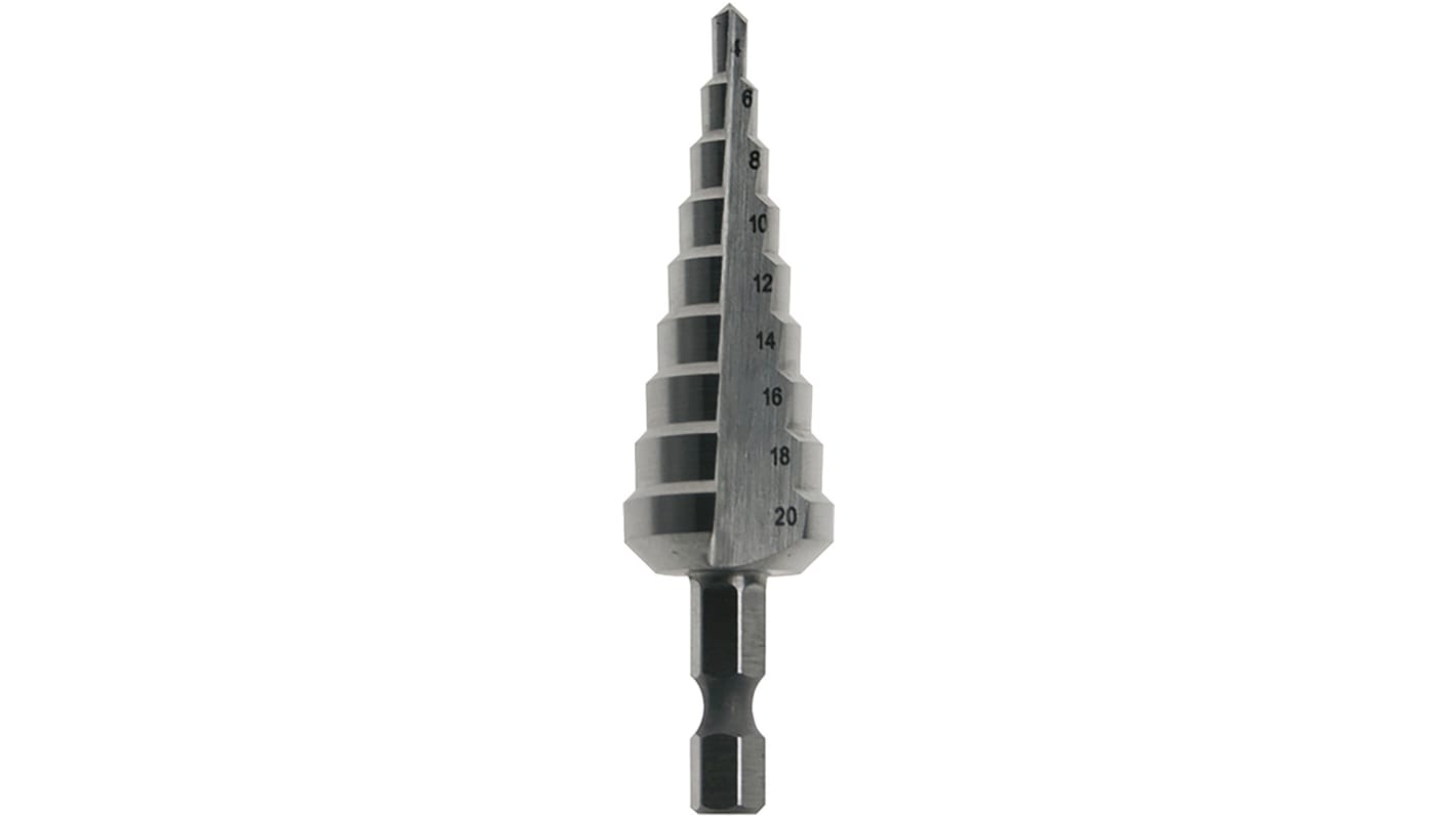 Broca escalonada Makita HSS, 4mm a 20.5mm, de 9 escalones