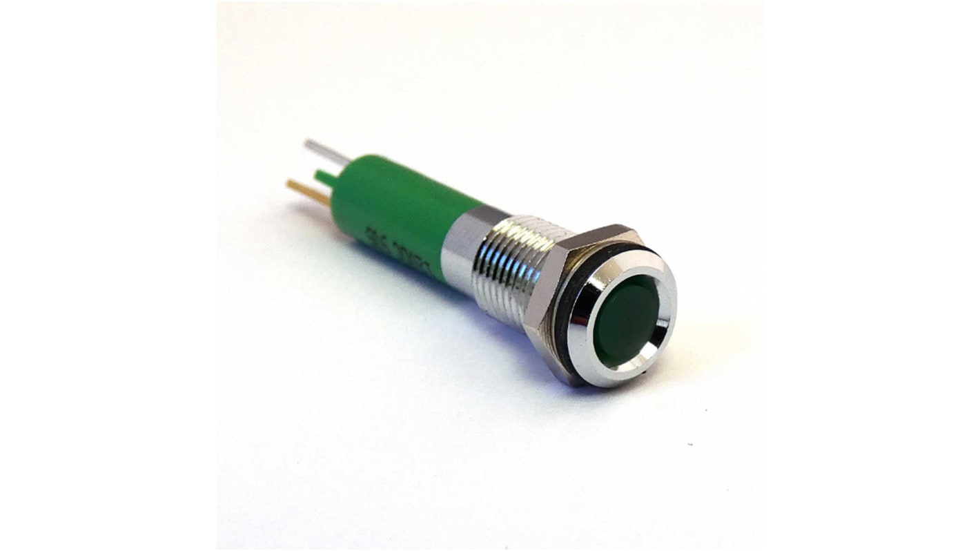 CML Innovative Technologies 1901X25X Series Green Panel Mount Indicator, 12V dc, 8mm Mounting Hole Size, IP67