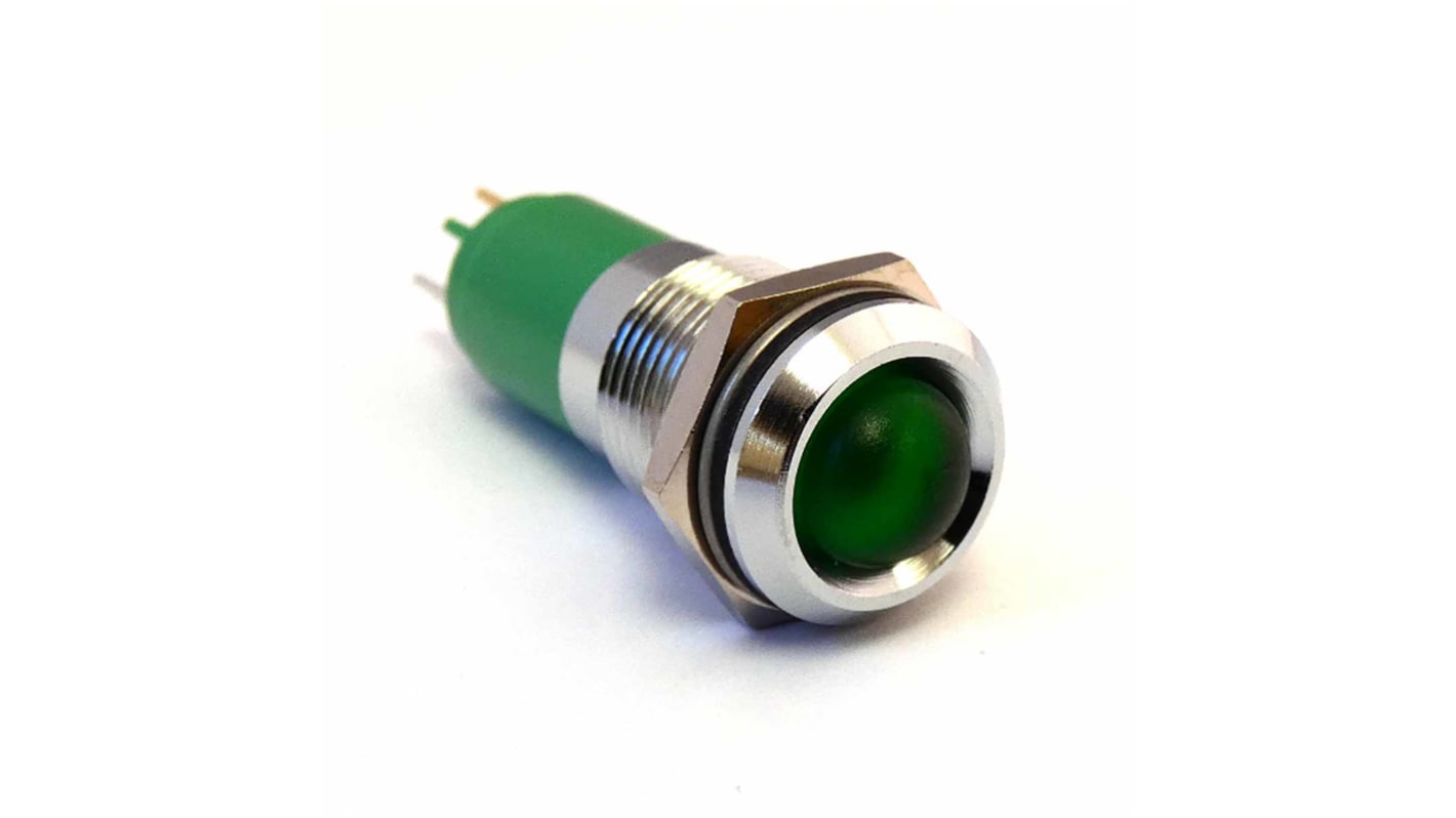 Indicatore da pannello CML Innovative Technologies Verde  a LED, 12V ca/cc, IP67, Sporgente, foro da 14mm