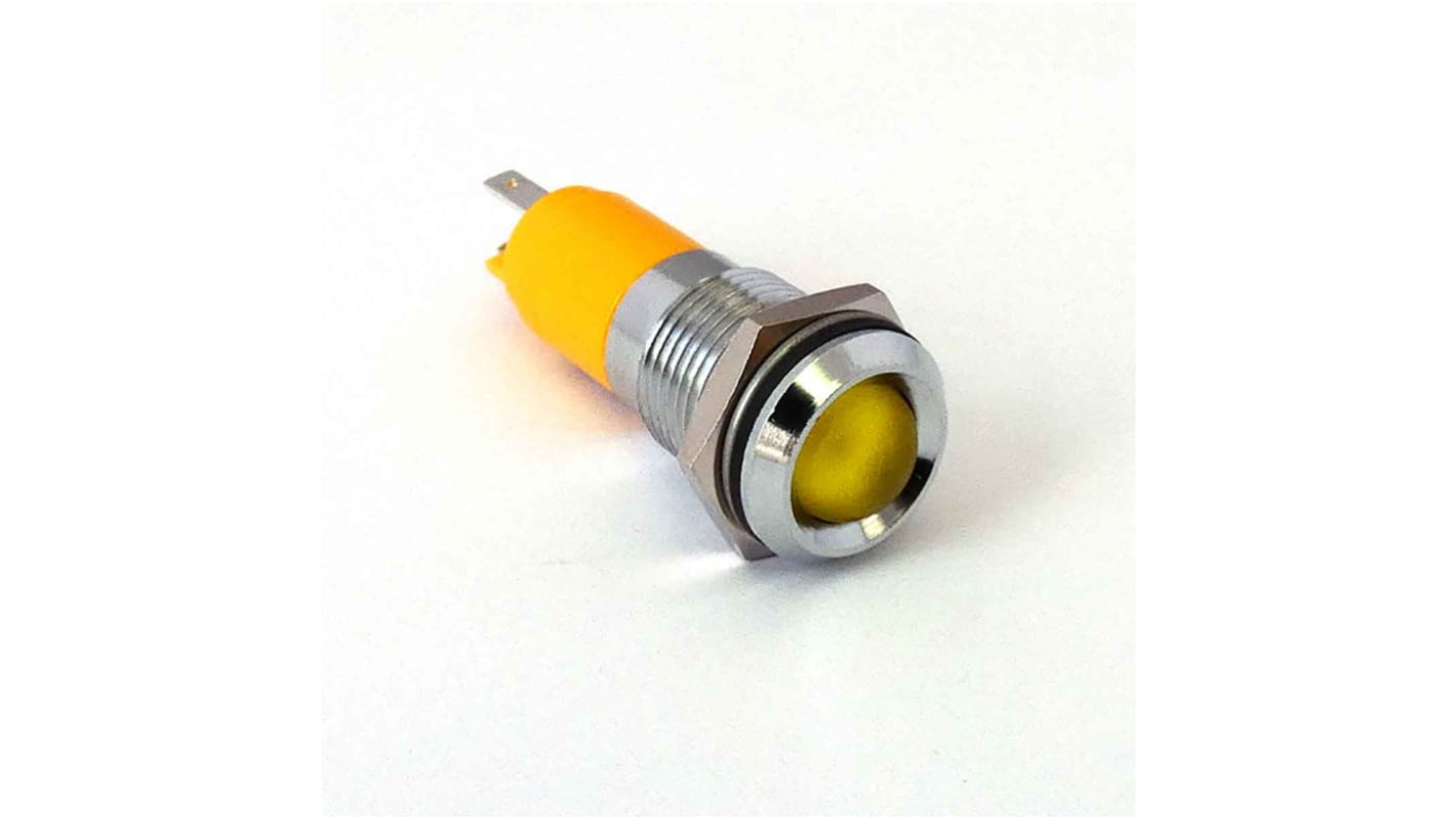 CML Innovative Technologies 192AX35X Series Yellow Panel Mount Indicator, 24V ac/dc, 14mm Mounting Hole Size, IP67