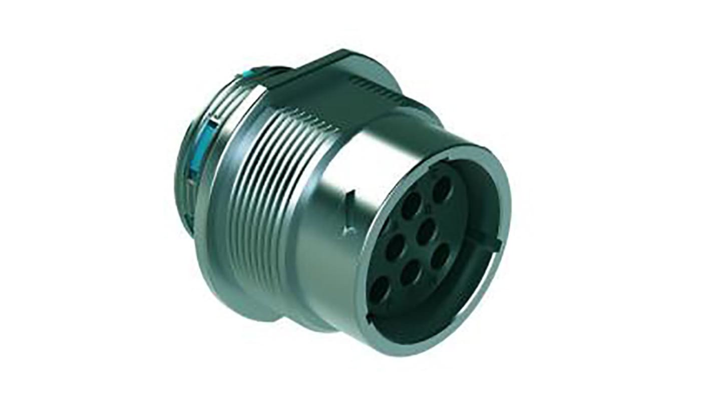 Conector circular Amphenol hembra serie Duramate AHDM de 8 vías hembra, tamaño carcasa 18, montaje aéreo, IP67, IP69K