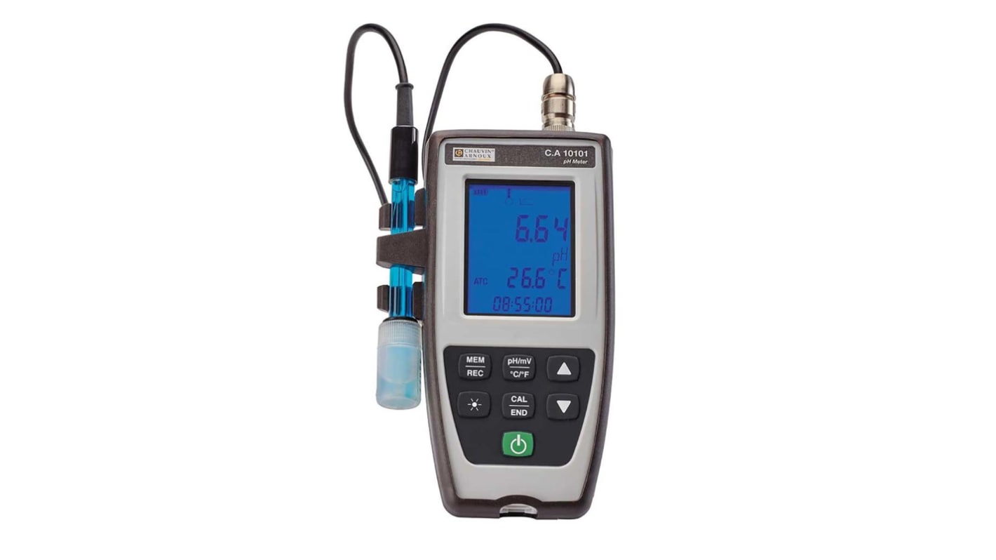 Chauvin Arnoux Batterie pH Messgerät, 0.01pH-Wert, 16pH-Wert max., +120 °C max, ISO-kalibriert