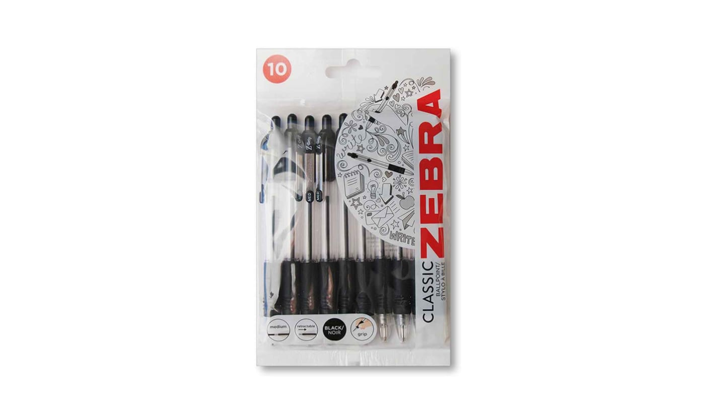 Zebra Black Ball Point Pen, 1 mm Tip Size