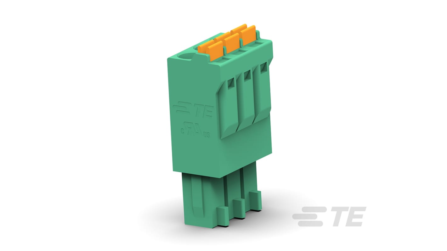 TE Connectivity 3.5mm Pitch 12 Way Vertical Pluggable Terminal Block, Plug, Spring Termination