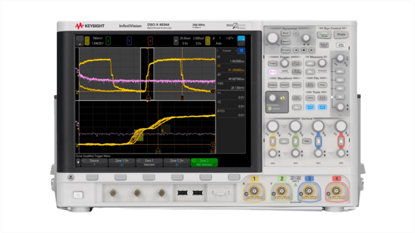 Keysight Technologies Oszcilloszkóp, InfiniiVision 4000 X sorozatú, DSOX4034A, Asztali, 350MHz CAN, IIC, LIN, RS232,