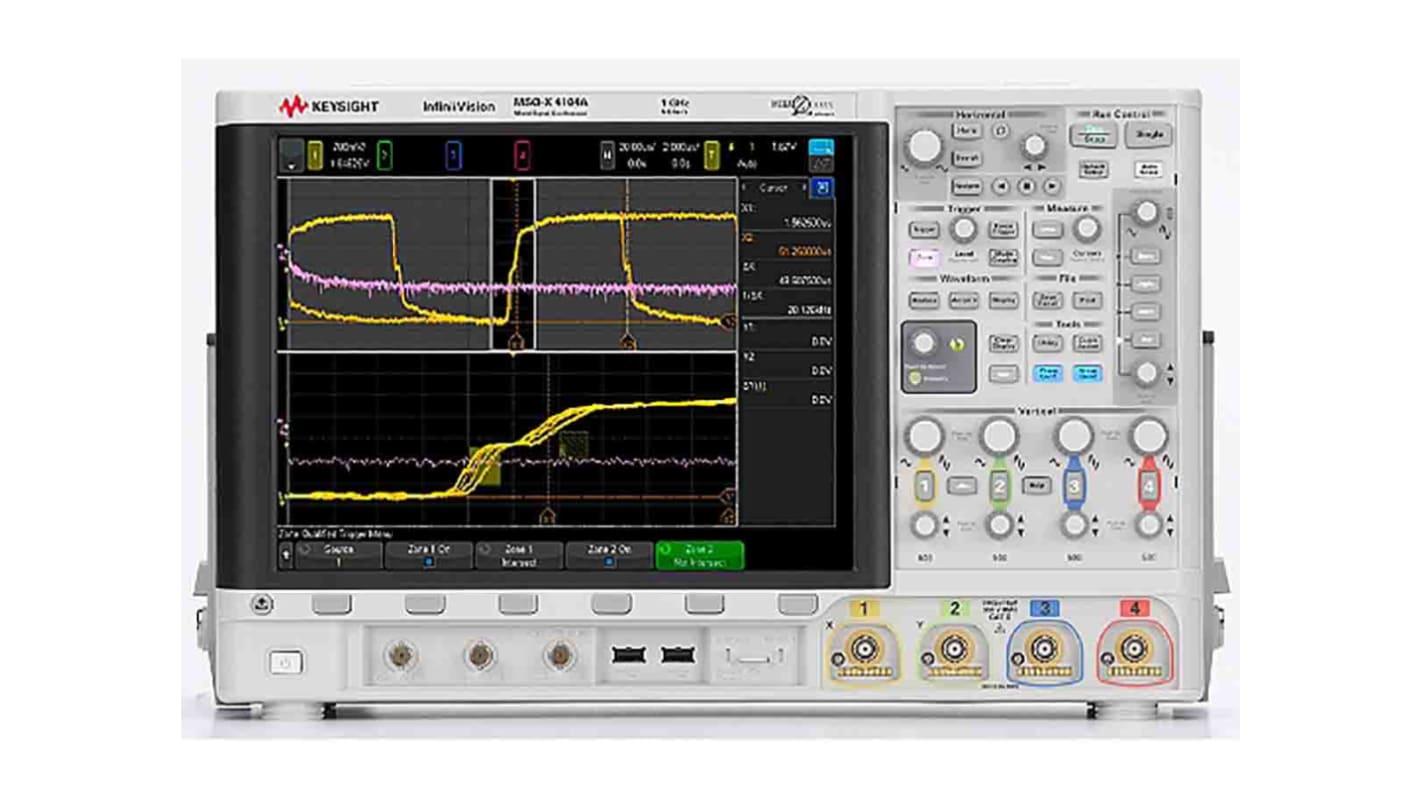 Osciloscopio de banco Keysight Technologies MSOX4104A, calibrado RS, canales:4 A, 16 D, 1GHz, pantalla de 12.1plg,