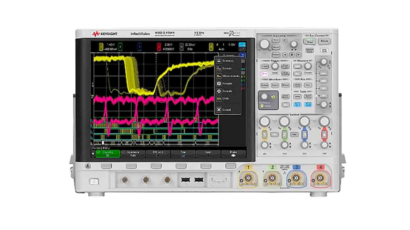 Osciloscopio de banco Keysight Technologies MSOX4154A, calibrado UKAS, canales:4 A, 16 D, 1.5GHz, pantalla de 12.1plg,