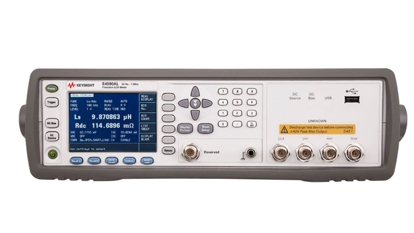 Keysight Technologies LCR mérő E4980AL-032 2 μF, 2 μF 100 O 100 kO Asztali LCD Hálózat 367.4 x 388.7 x 103.8 mm, 367.4