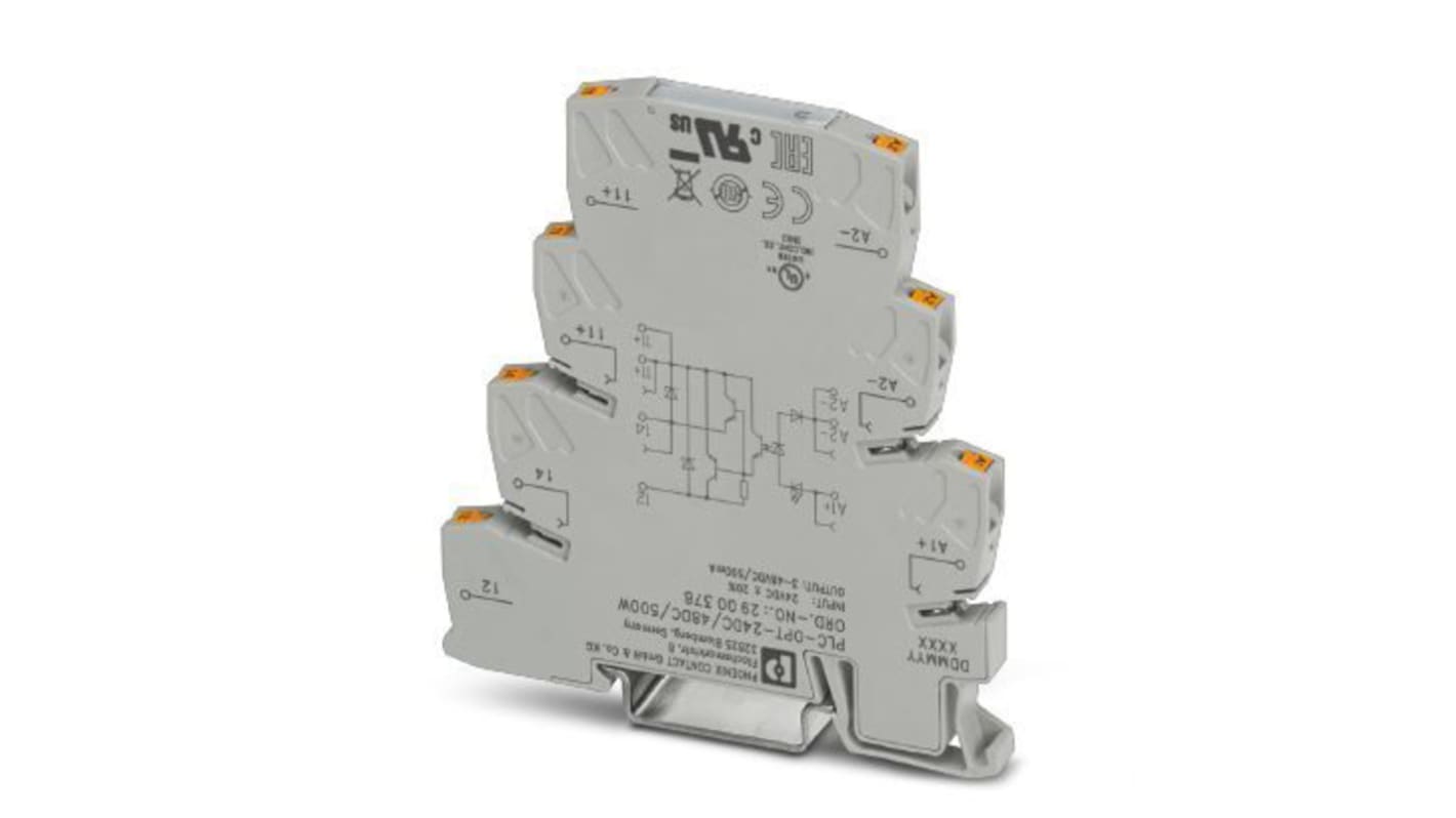 Relé de estado sólido Phoenix Contact PLC-OPT, control 19,2 28,8 V dc, carga 48 → 48V dc, 500 mA máx., montaje