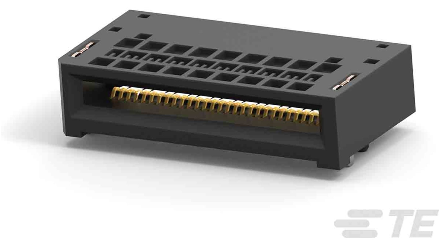 TE Connectivity Right Angle Female Edge Connector, Surface Mount, 56-Contacts, 0.6mm Pitch, 2-Row, Solder Termination