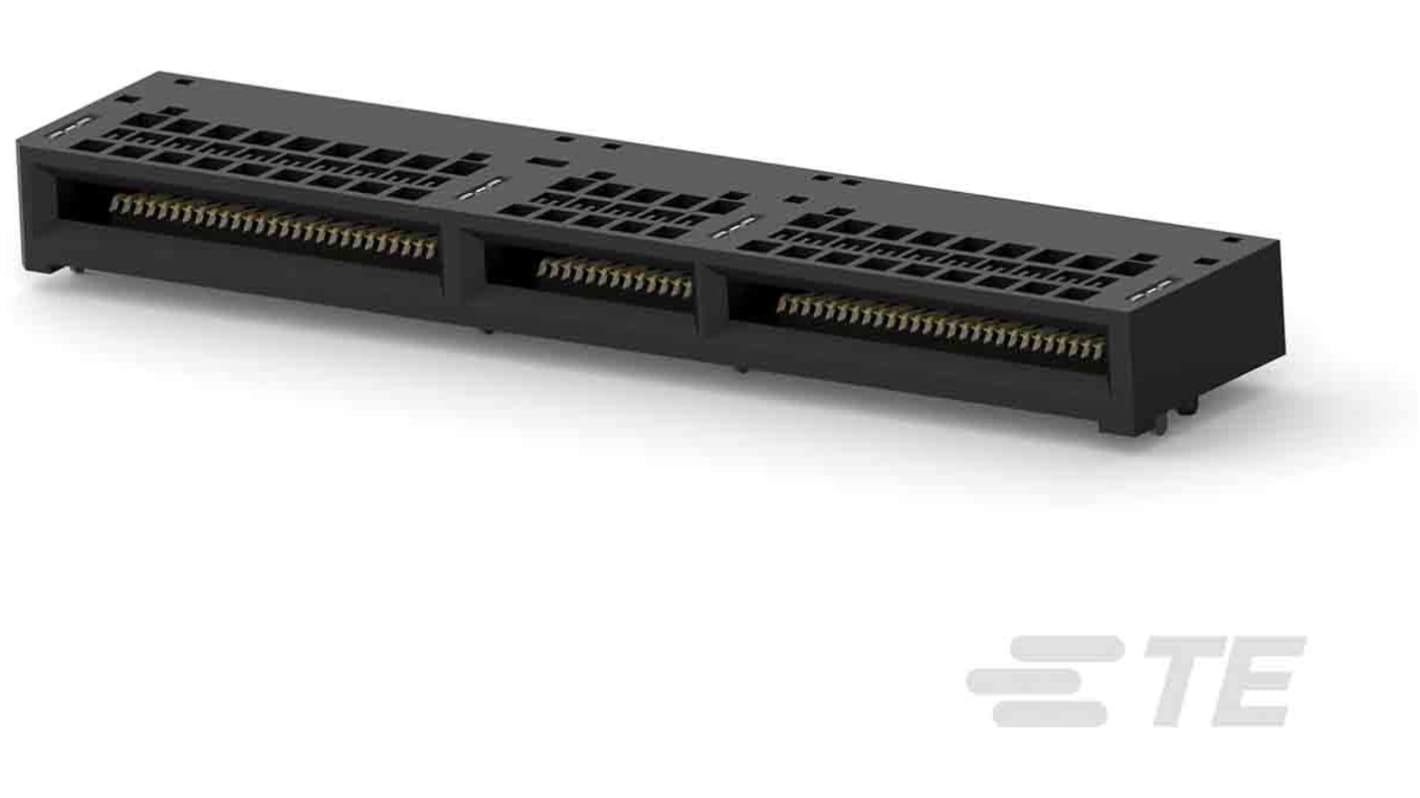 TE Connectivity Right Angle Female Edge Connector, Surface Mount, 140-Contacts, 0.6mm Pitch, 2-Row, Solder Termination