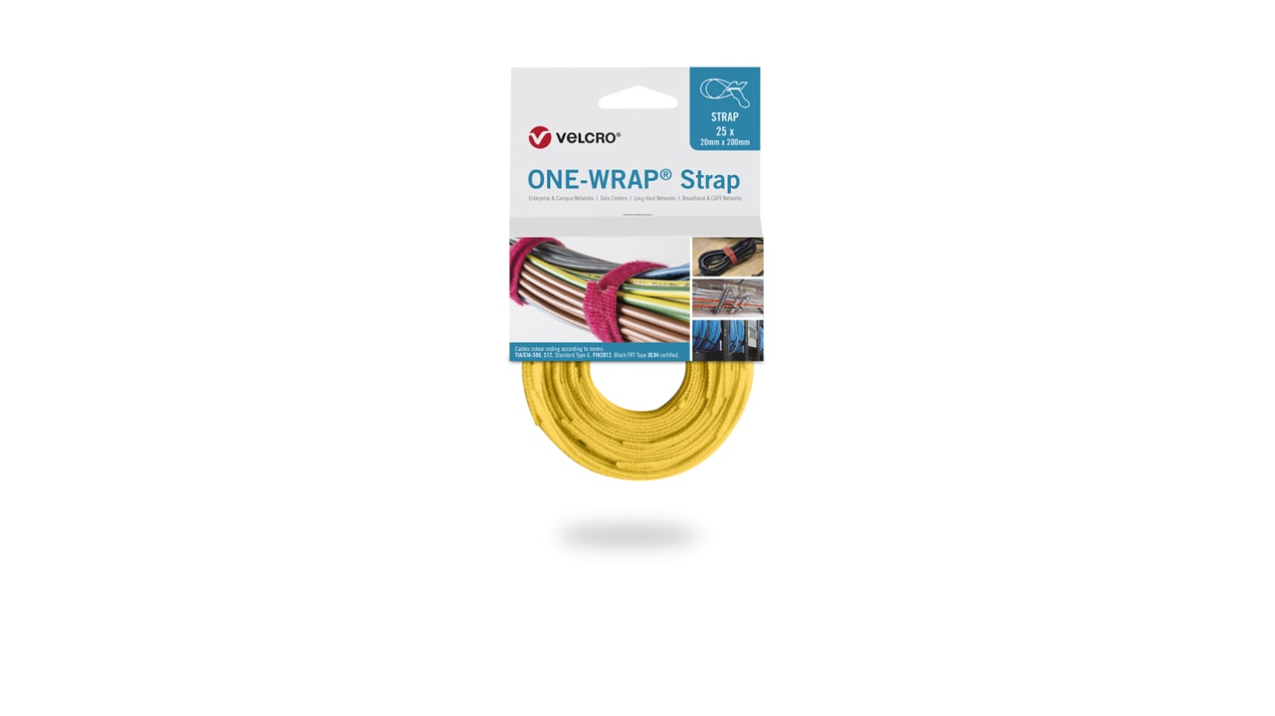 Sestavy pro svazkování kabelů VEL-OW64504 Žlutá Polypropylen Velcro