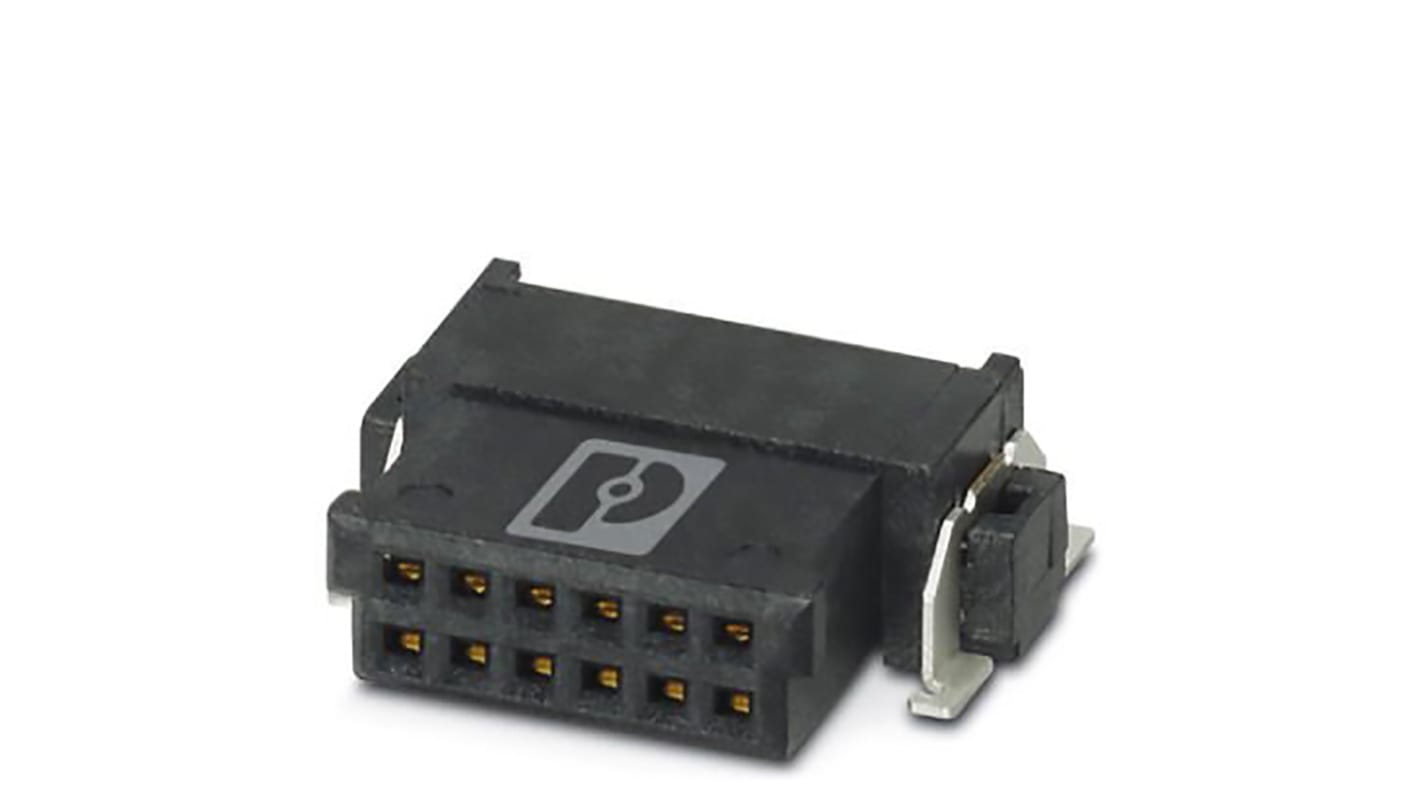 Conector hembra para PCB Phoenix Contact serie FP 1.27/ 12-FH, de 12 vías en 2 filas, paso 1.27mm, 500 V, 1.4A, Montaje