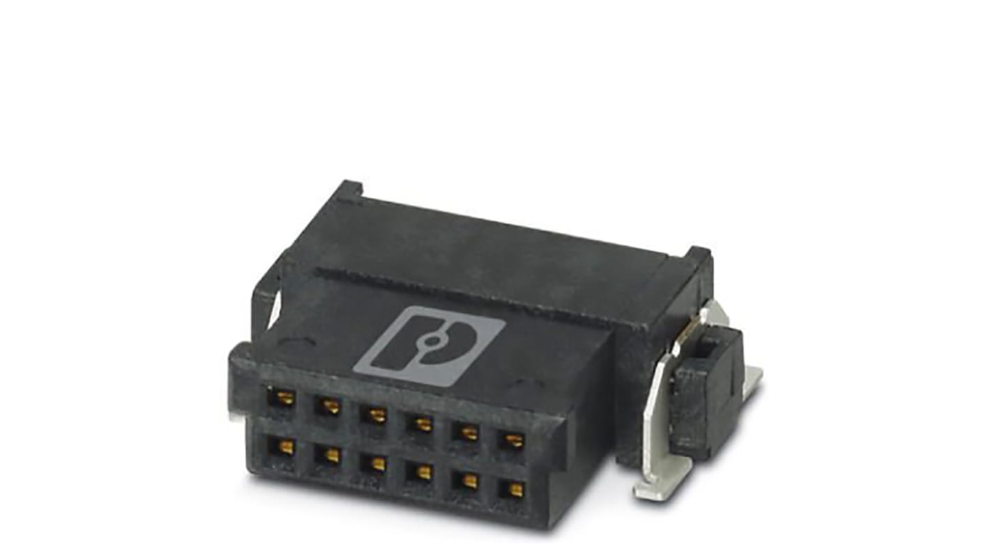Conector hembra para PCB Phoenix Contact serie FP 1.27/ 16-FH, de 16 vías en 2 filas, paso 1.27mm, 500 V, 1.4A, Montaje