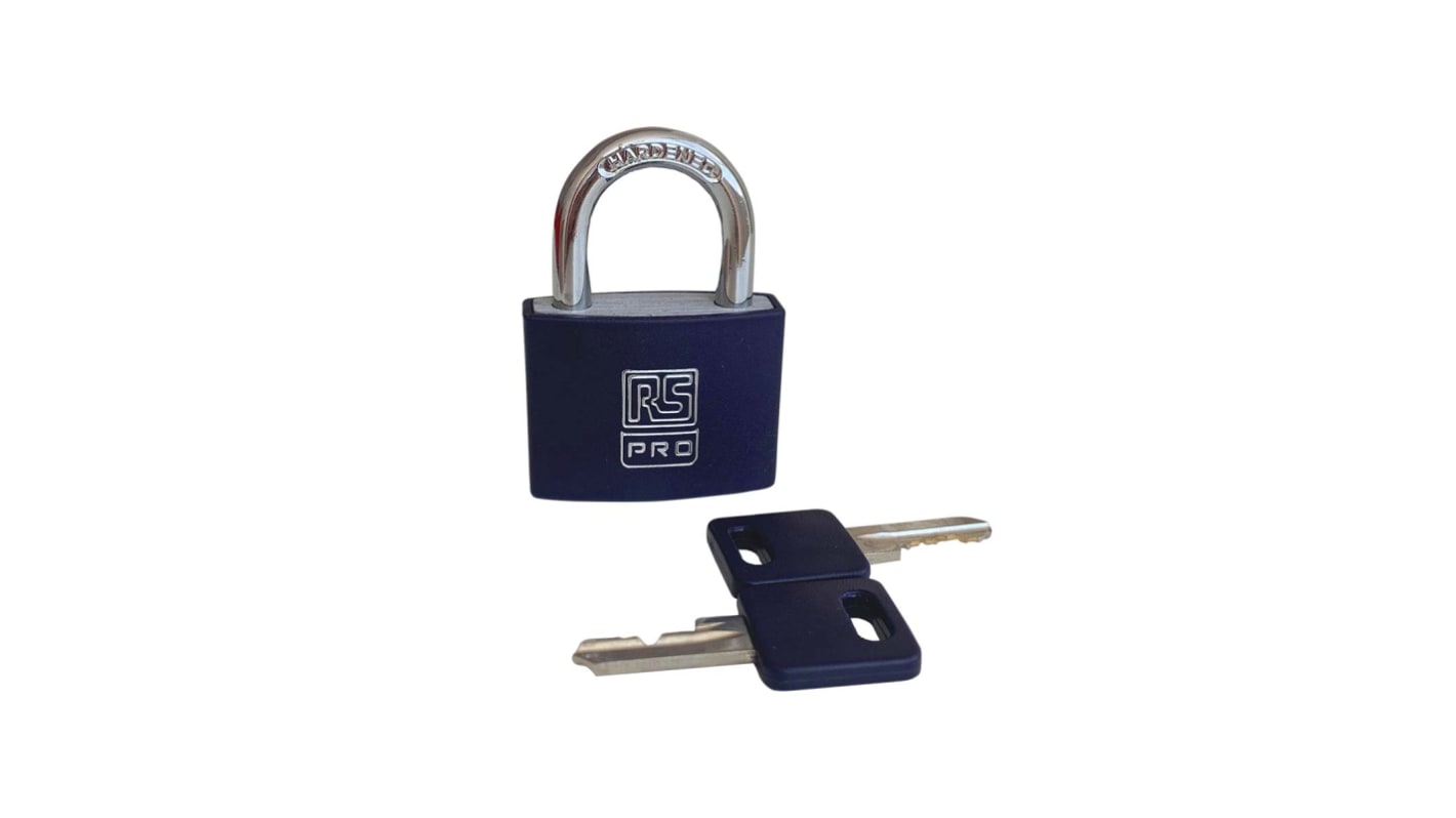 RS PRO Key Aluminium, Steel Padlock, Keyed Alike, 6mm Shackle, 43mm Body