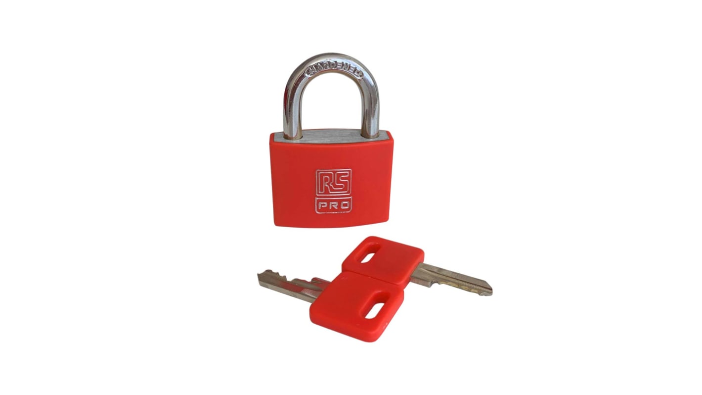 RS PRO  Vorhängeschloss mit Schlüssel Rot , Bügel-Ø 6mm x 22mm