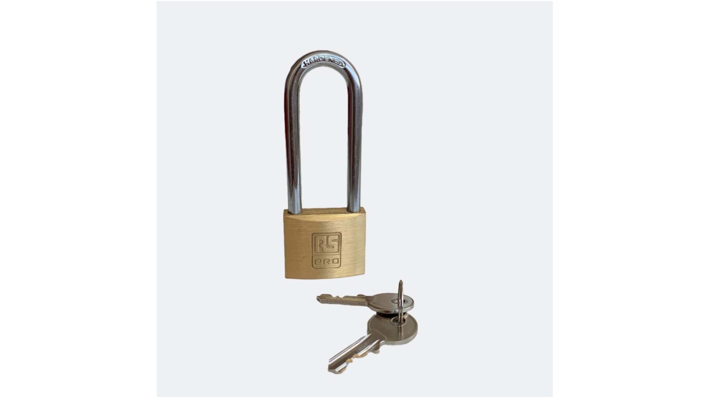 Lucchetto con chiave RS PRO per uso interno ed esterno, in , anello da 6mm, L. 63mm, col Ottone