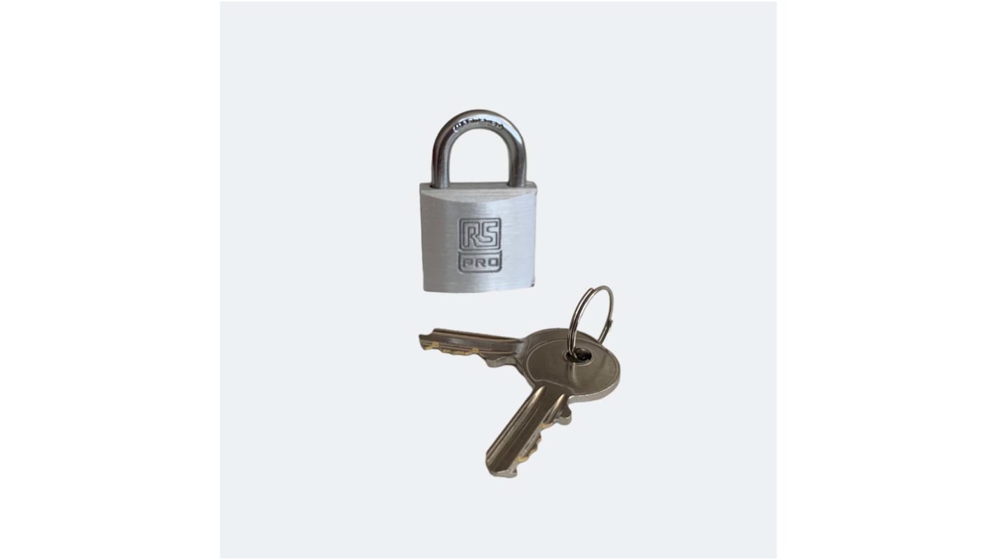 RS PRO Key Aluminium, Stainless Steel Padlock, Keyed Alike, 5mm Shackle, 30mm Body