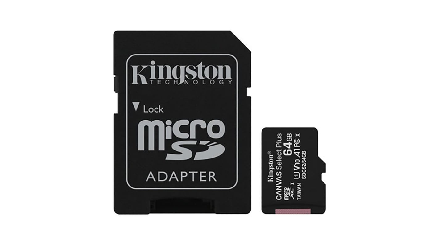 Kingston 64 GB MicroSD Micro SD Card, Class 10, UHS-I