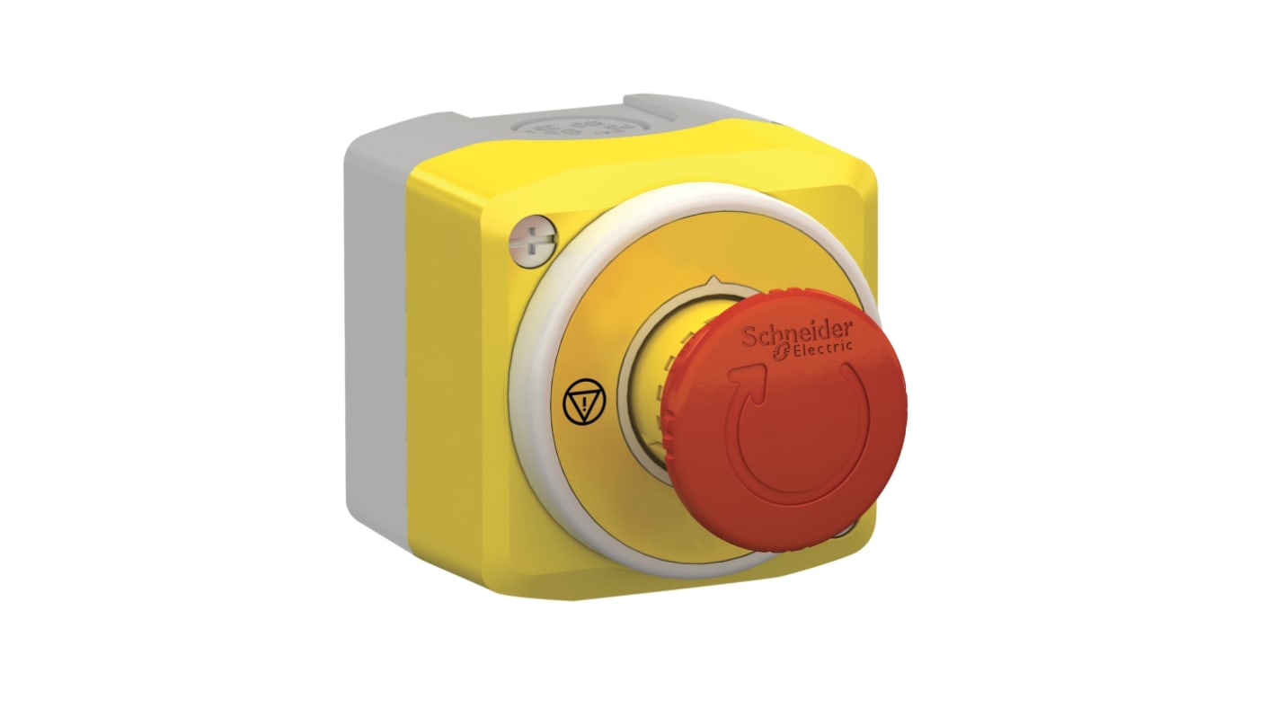 Schneider Electric XALK Series Twist Release Illuminated Emergency Stop Push Button, Surface Mount, 1NO + 2NC