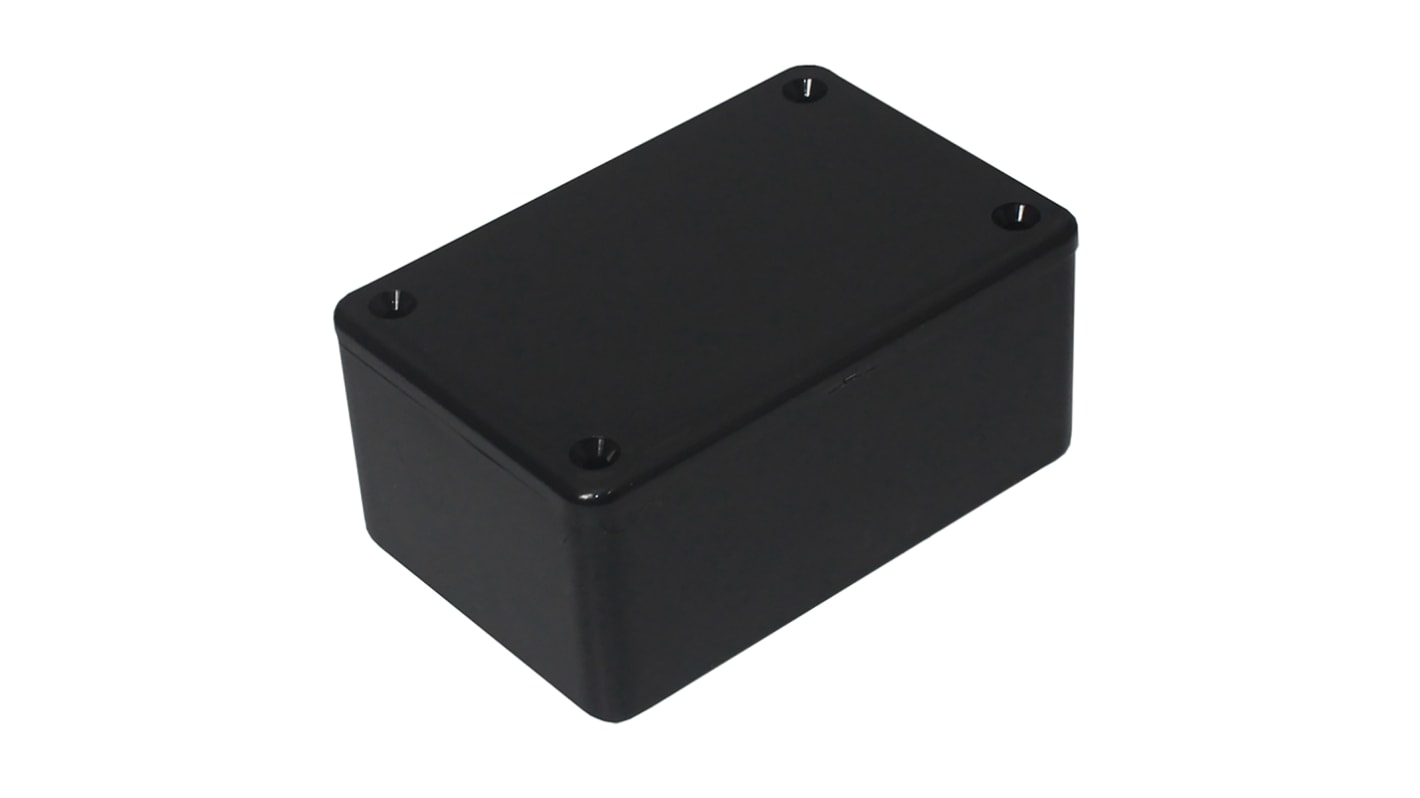 RS PRO Black ABS General Purpose Enclosure, IP54, Black Lid, 85 x 56 x 40mm