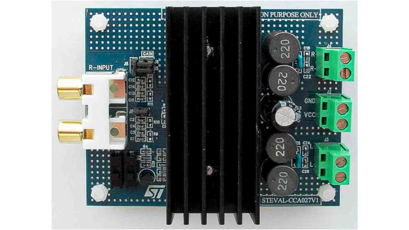 Vývojová sada pro analogové obvody, Dual BTL Class-D Audio Amplifier Demonstration Board, TDA7492, pro použití s: