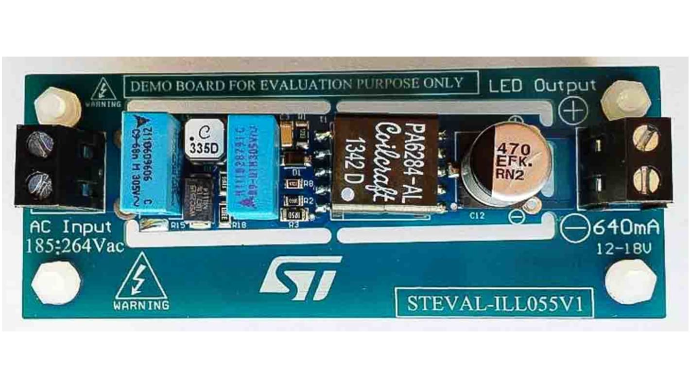 STEVAL STMicroelectronics STEVAL-ILL055V1, LED meghajtó felmérőkészlet HVLED815PF