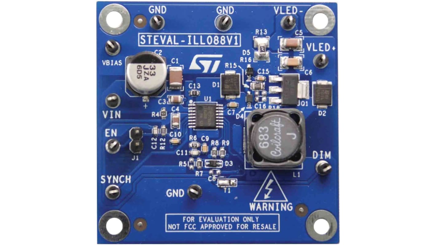 STMicroelectronics LED-Treiber LED-Treiberevaluierungskit Evaluierungsplatine zum Einsatz mit Hochleistungs-LED, STEVAL