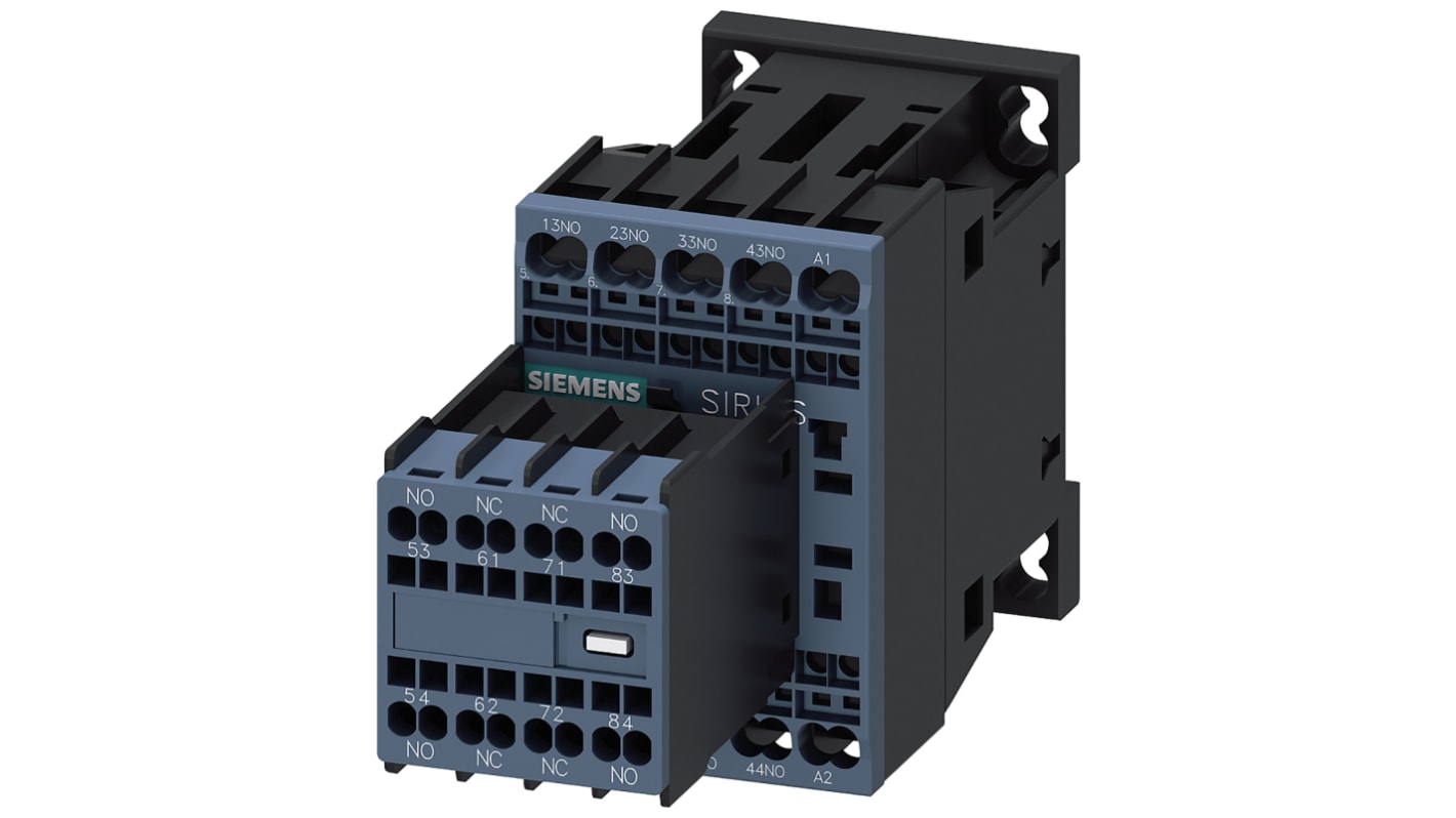 Siemens 3RH2 Series Contactor, 110 Vac Coil, 3-Pole, 10 A, 3NO, 690 V ac