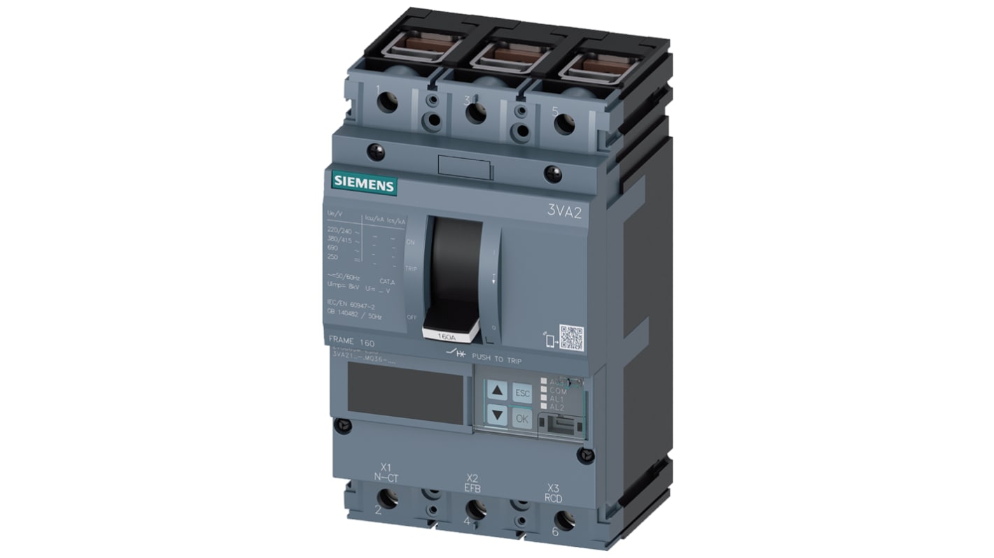 Disjoncteur moteur Siemens Sentron 3VA2 25 → 63 A.