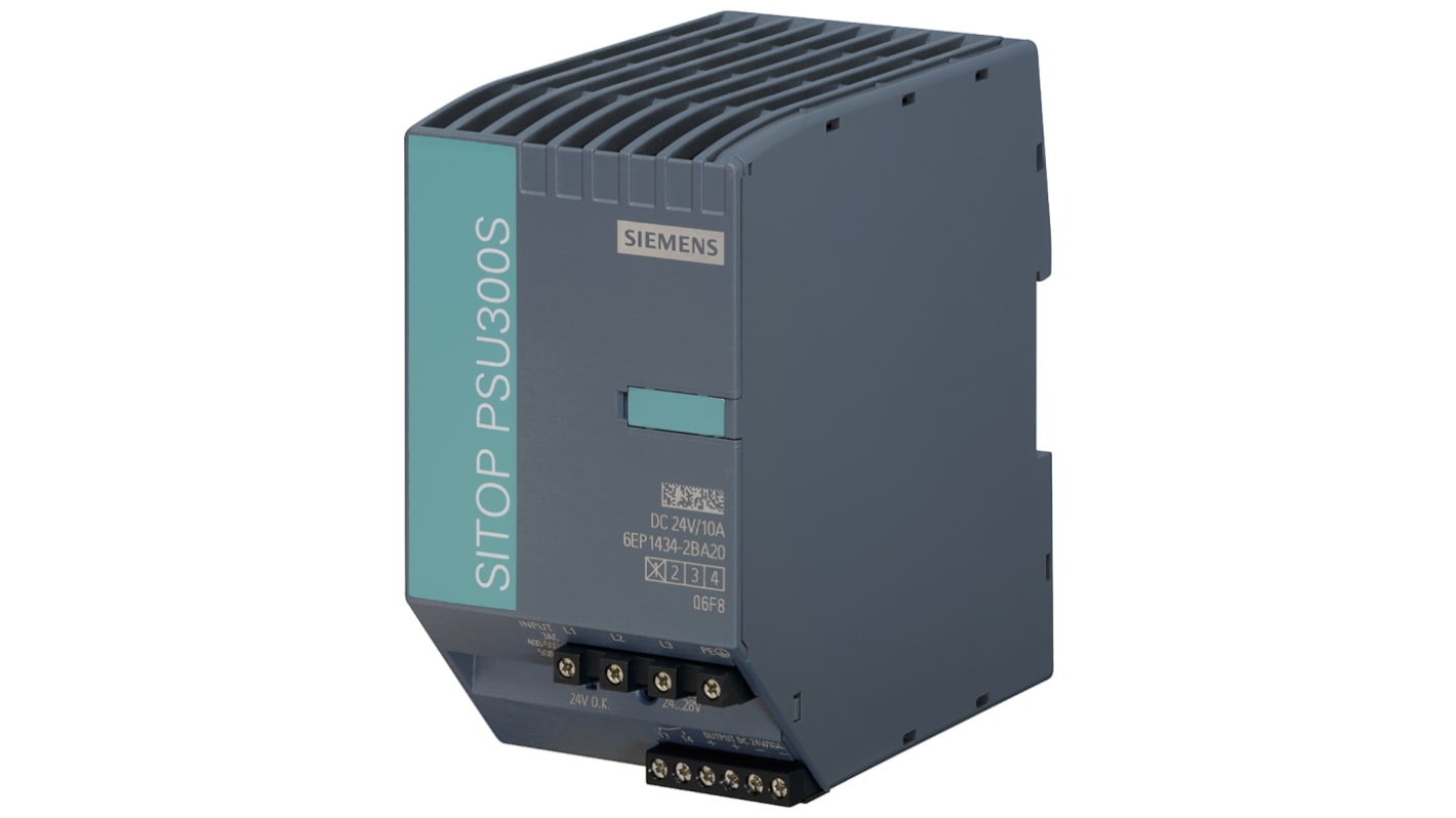 Siemens DIN-sín tápellátás, BE: 340 → 550V ac, 24V dc, 10A, 240W