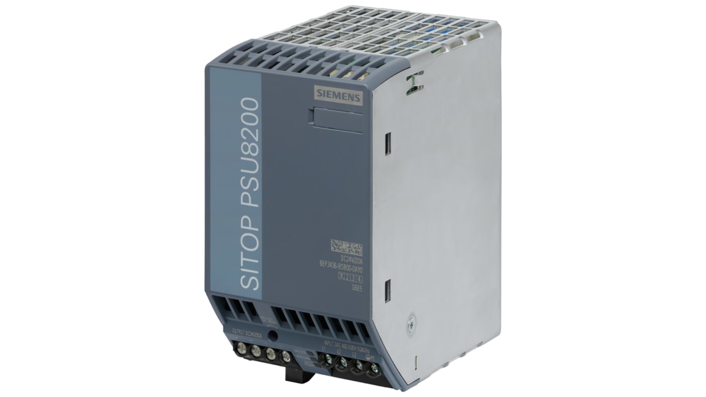 Siemens DINレール取付け用スイッチング電源, 6EP3436-8SB00-0AY0, 出力：20A, 定格：480W 入力電圧：ac 出力電圧：dc 24V dc/