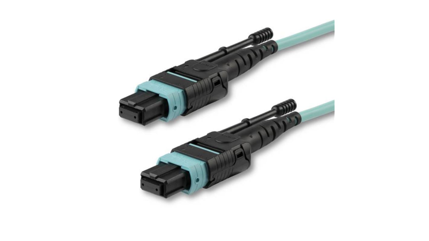 Startech MPO to MPO Multi Mode OM3 Fibre Optic Cable, 50/125μm, Aqua, 10m