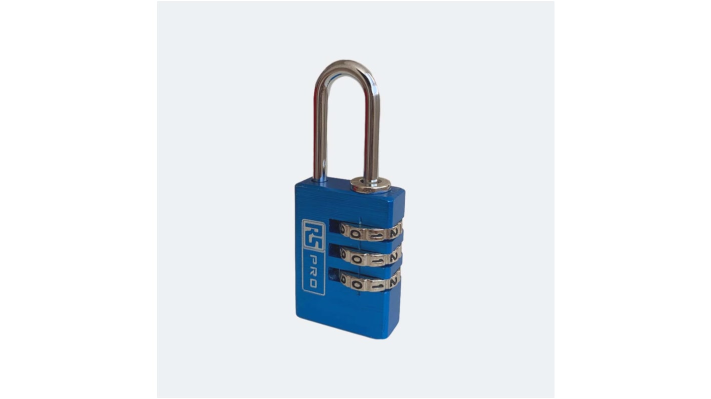 RS PRO Combination Aluminium Combination Padlock, 3mm Shackle, 23mm Body