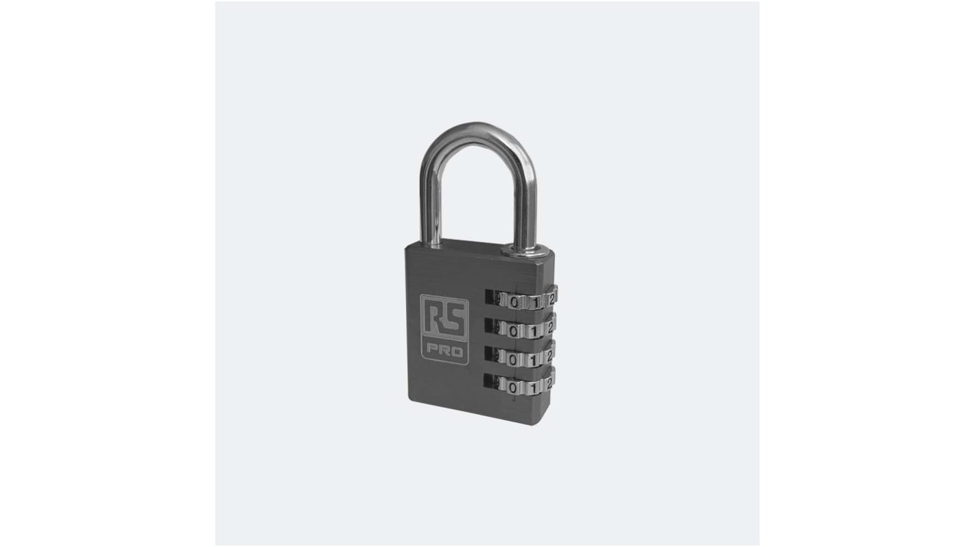 RS PRO Combination Aluminium Combination Padlock, 6mm Shackle, 40mm Body