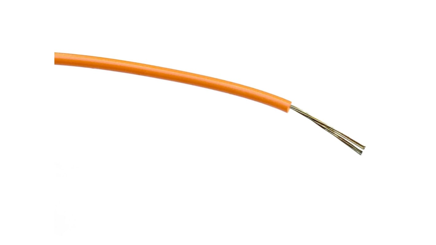 RS PRO Einzeladerleitung 0,2 mm², 24 AWG 100m Orange PVC isoliert Ø 1.3mm 7/0,2 mm Litzen