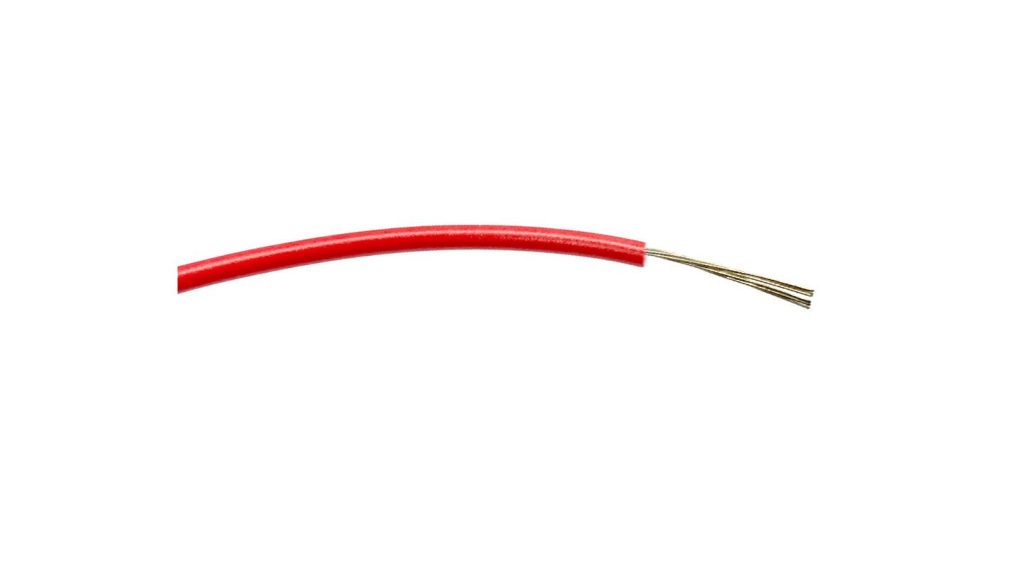 RS PRO Einzeladerleitung 0,2 mm², 24 AWG 100m Rot PVC isoliert Ø 1.3mm 7/0,2 mm Litzen