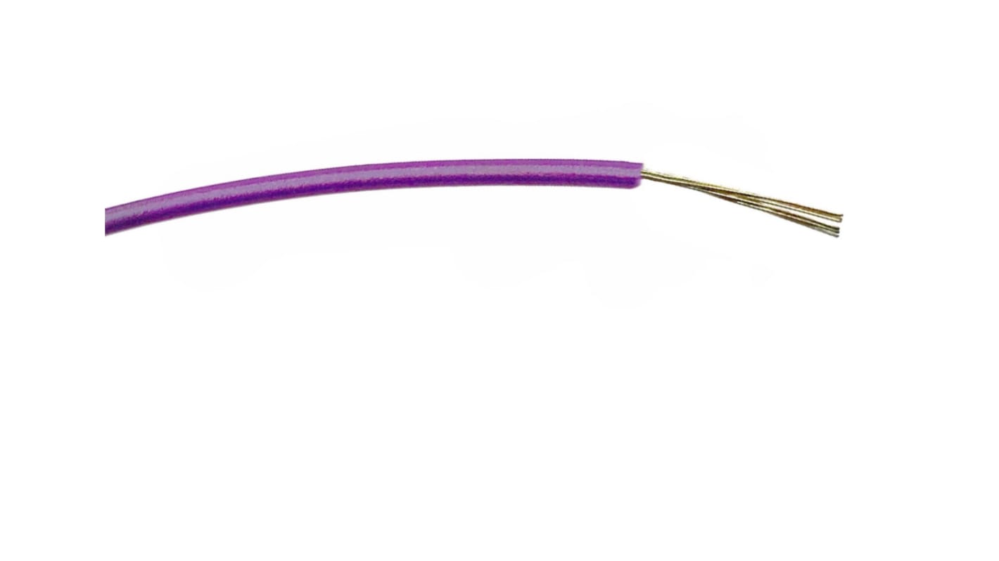 Cable de conexión RS PRO, área transversal 0,2 mm² Núcleo simple Filamentos del Núcleo 7 / 0,2 mm Morado, 1 kV ac,
