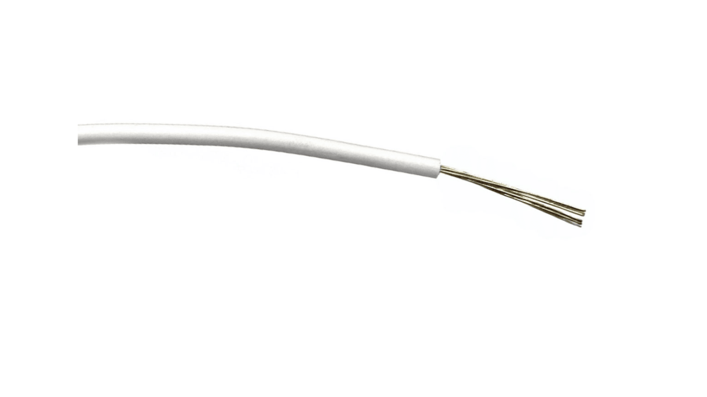 RS PRO Einzeladerleitung 0,2 mm², 24 AWG 100m Weiß PVC isoliert Ø 1.3mm 7/0,2 mm Litzen