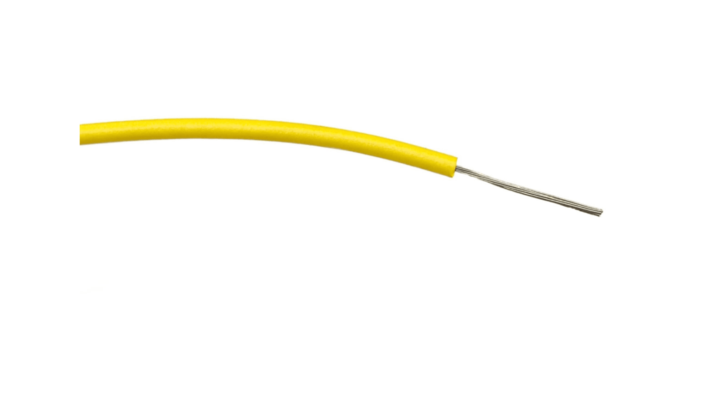 RS PRO Yellow 0.2 mm² Hook Up Wire, 24 AWG, 7/0.2 mm, 100m, PVC Insulation