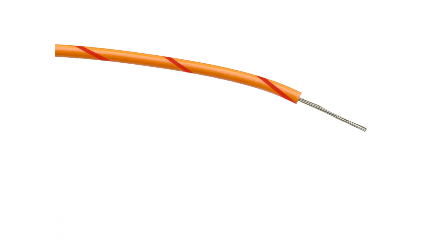 RS PRO Orange/Red 0.2 mm² Hook Up Wire, 24 AWG, 7/0.2 mm, 100m, PVC Insulation