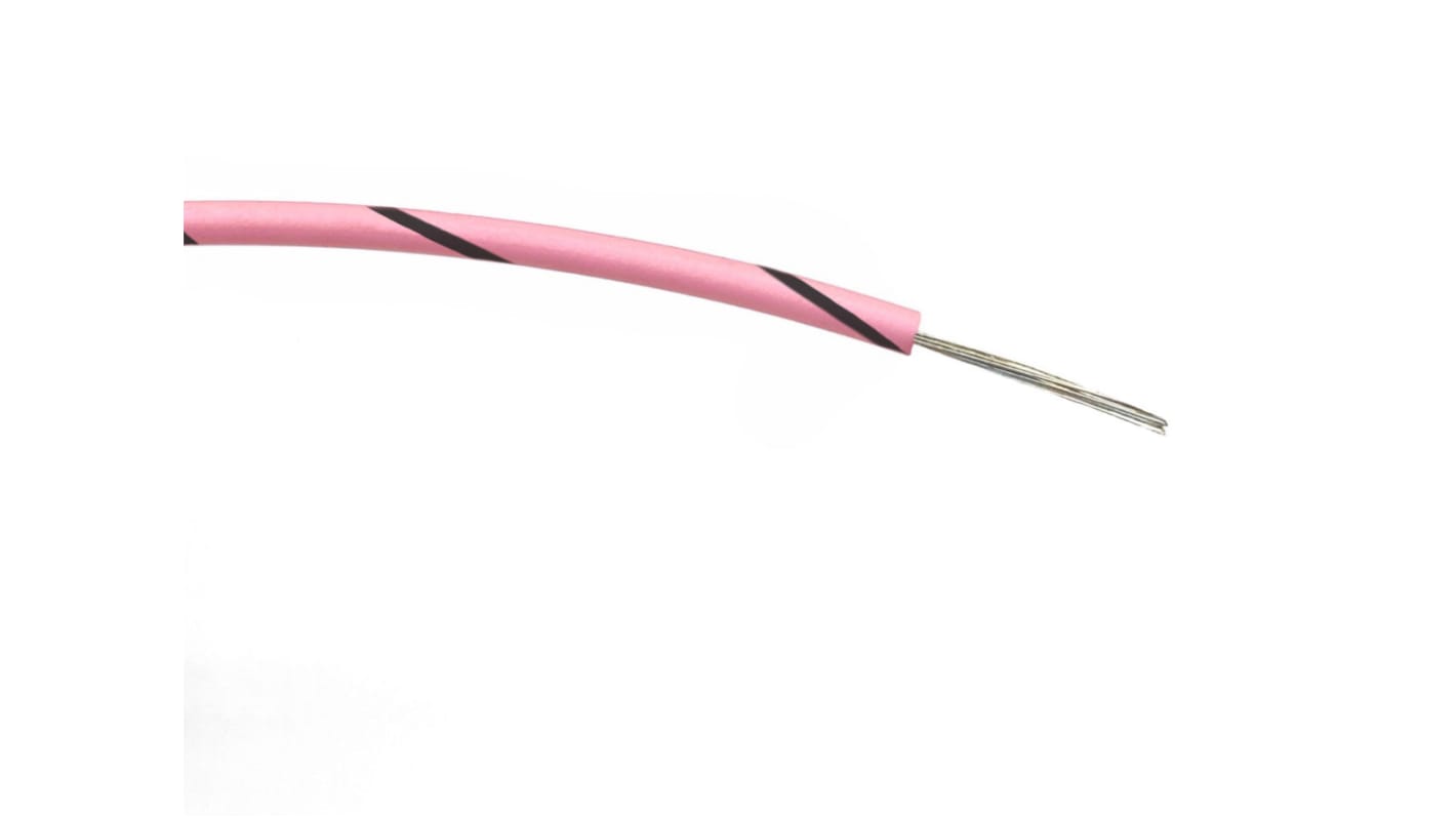 RS PRO Black/Pink 0.2 mm² Hook Up Wire, 24 AWG, 7/0.2 mm, 100m, PVC Insulation