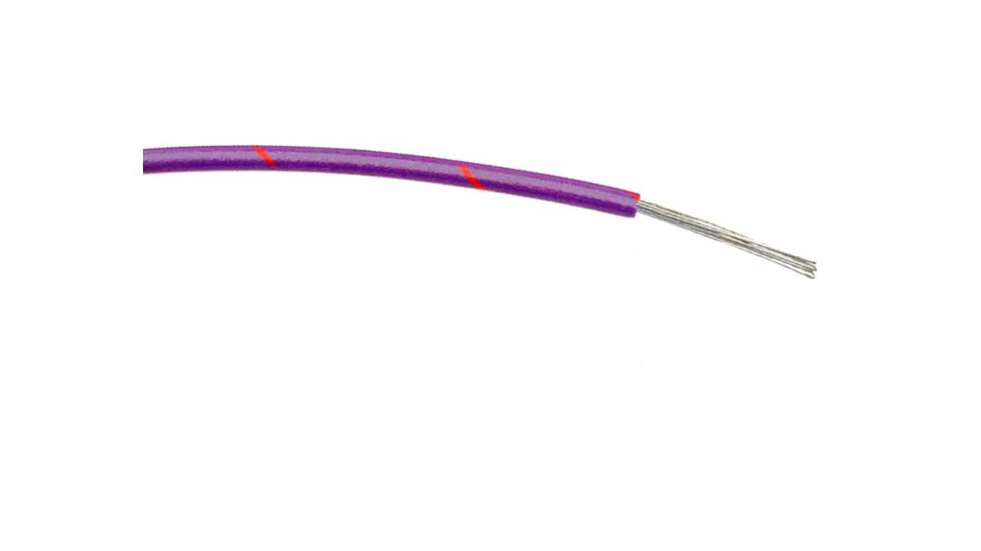 RS PRO Einzeladerleitung 0,2 mm², 24 AWG 100m Purpur/Rot PVC isoliert Ø 1.3mm 7/0,2 mm Litzen