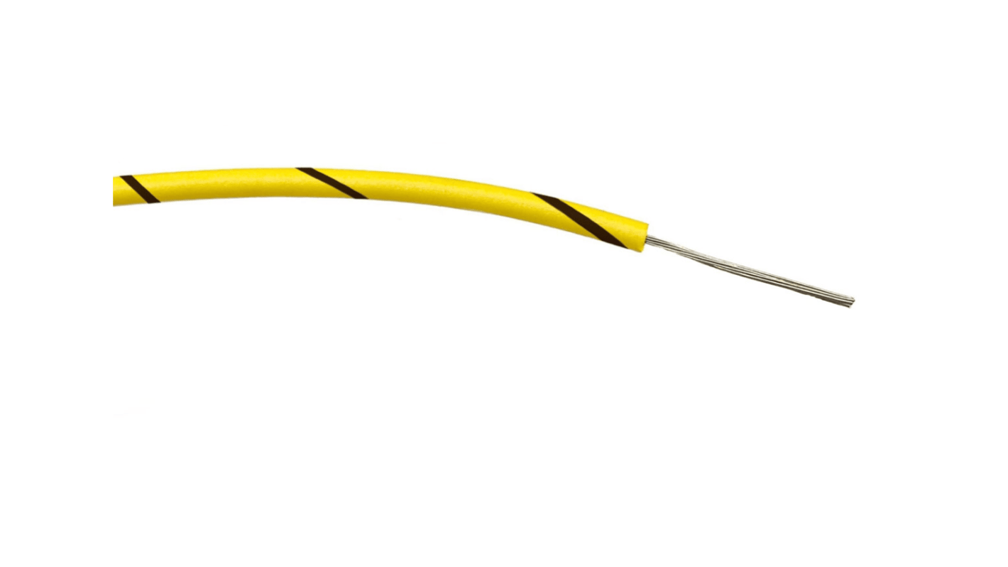 Cable de conexión RS PRO, área transversal 0,2 mm² Núcleo simple Filamentos del Núcleo 7 / 0,2 mm Negro/Amarillo, 1 kV
